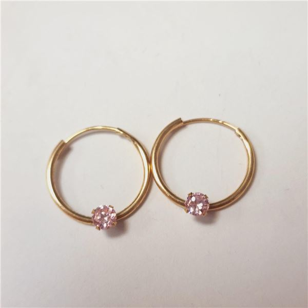 BZ1521-122 10K PINK CZ  EARRINGS