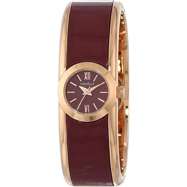 NEW CARAVELLE NEW YORK BURGUNDY ENAMEL DIAL