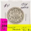 Image 1 : 1954 CANADIAN SILVER HALF DOLLAR