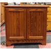 Image 1 : BROWN SOLID WOOD 2-DOOR AND 2 SHELF CABINET