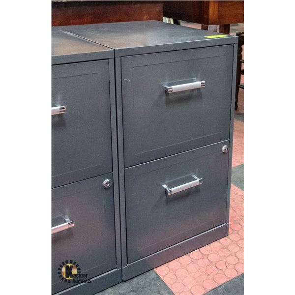 CHARCOAL GREY 2-DRAWER METAL FILING CABINET