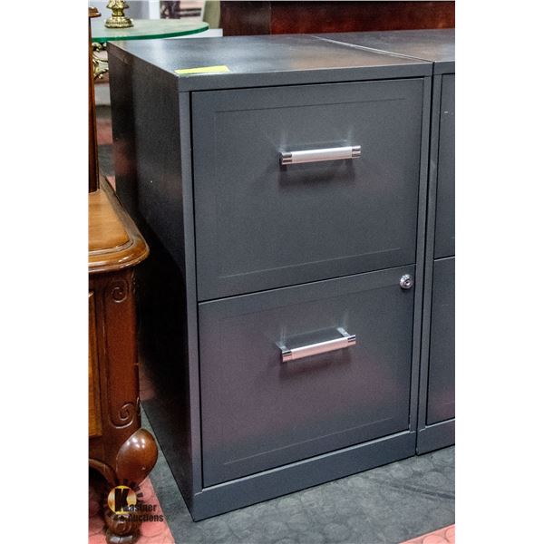 CHARCOAL GREY 2-DRAWER METAL FILING CABINET