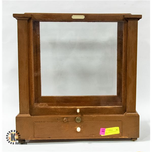 VINTAGE ANALYTICAL SCALE CABINET AS IS CRACKED