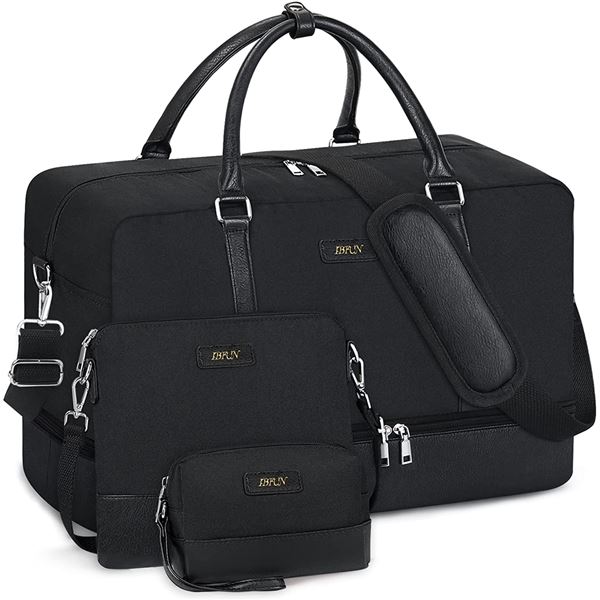 NEW IBFUN BLACK WEEKENDER BAG WITH 2 TRAVEL BAGS