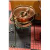 PLANT STAND WITH COPPER TRAY,POT AND