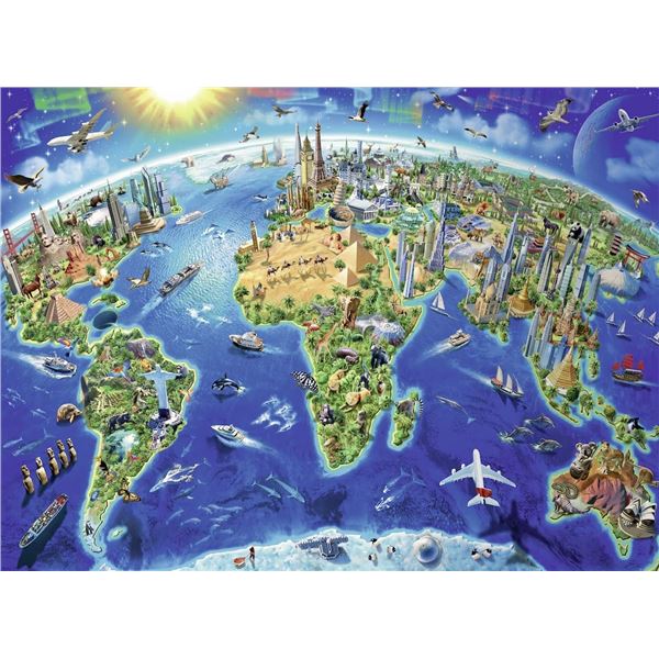 NEW RAVENSBURGER WORLD LANDMARKS MAP PUZZLE