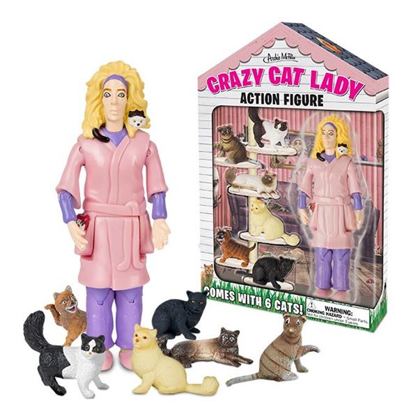 NEW CRAZY CAT LADY ACTION FIGURE WITH 6 CATS