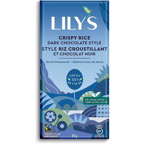 NEW BAG OF 8 BARS OF LILYS CRISPY RICE DARK