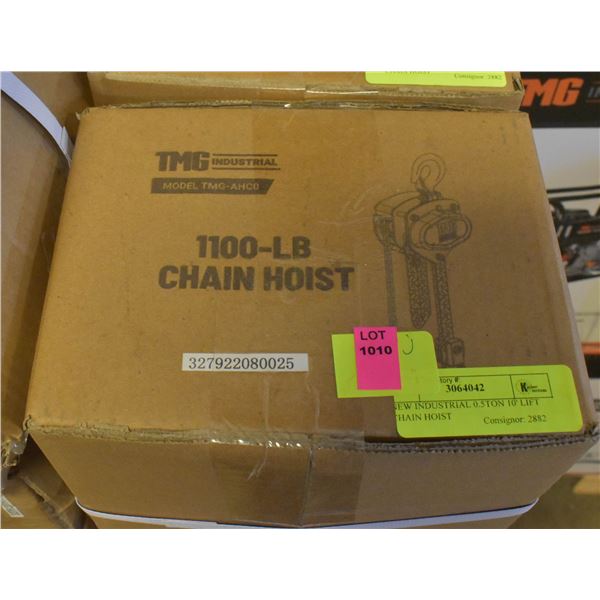 NEW INDUSTRIAL 0.5 TON 10' LIFT CHAIN HOIST