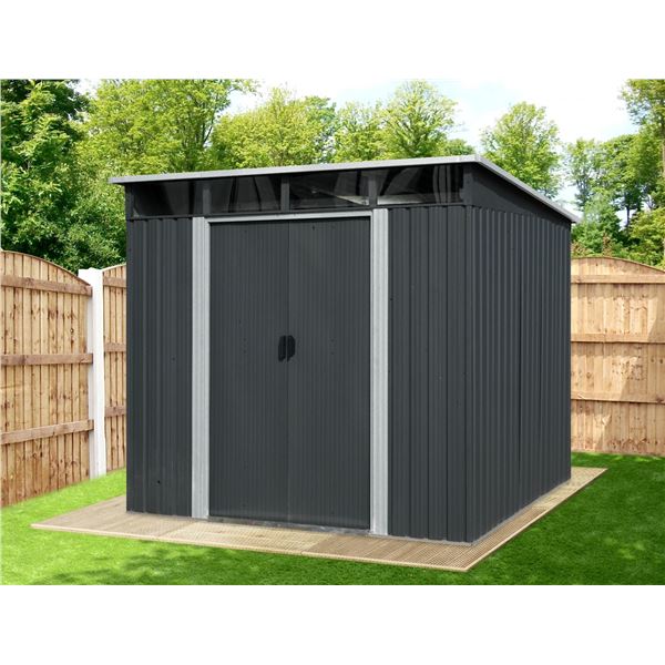 NEW 6' X 8' GALVANIZED METAL PENT SHED W. SKYLIGHT