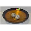 DECORATIVE BOWL WITH 2 GLASS BALLS -