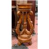 Image 1 : WOODEN CARVED ROUND PILLAR H-31" DIAMETER-11.5"