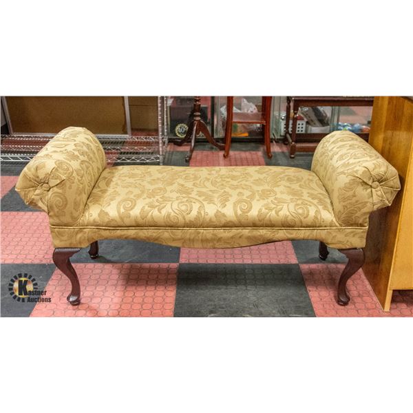 GOLD-COLOURED FABRIC BENCH