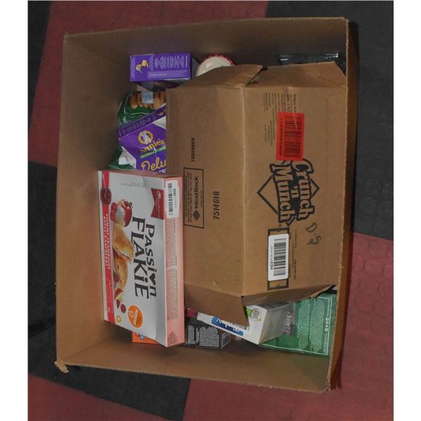 LARGE BOX OF MIXED FOOD ITEMS INCLUDES COFFEE,