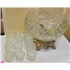 Image 1 : GLASS PUNCH BOWL & 12 GLASSES PLUS LADLE