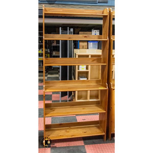 SOLID WOOD 6-SHELF SHELVING UNIT -