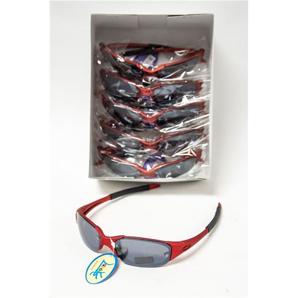 6 PAIRS OF RED SPORT SUNGLASSES