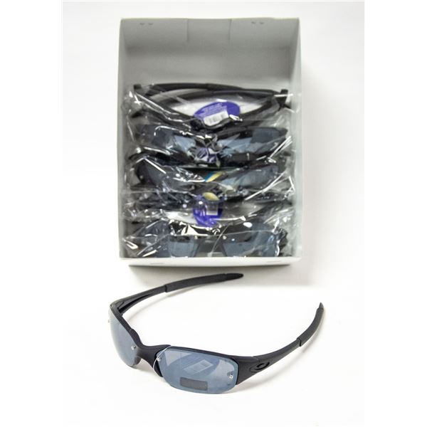 6 PAIRS OF BLACK WITH SMOKEY LENS SPORT SUNGLASSES