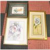 Image 1 : COLLECTION OF 3 FRAMED FLOWER ART