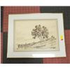 Image 1 : PENCIL SKETCH BOAT SCENE SIGNED FRAMED MATTED