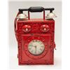 Image 1 : RED JEWELRY/KEY BOX WITH INNER HOOKS + OUTER CLOCK