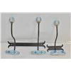 Image 1 : 2 NEW WROUGHT IRON & PORCELAIN WALL HOOKS