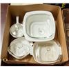 Image 1 : BOX WITH 4 CORNINGWARE CASSEROLES WITH LIDS -