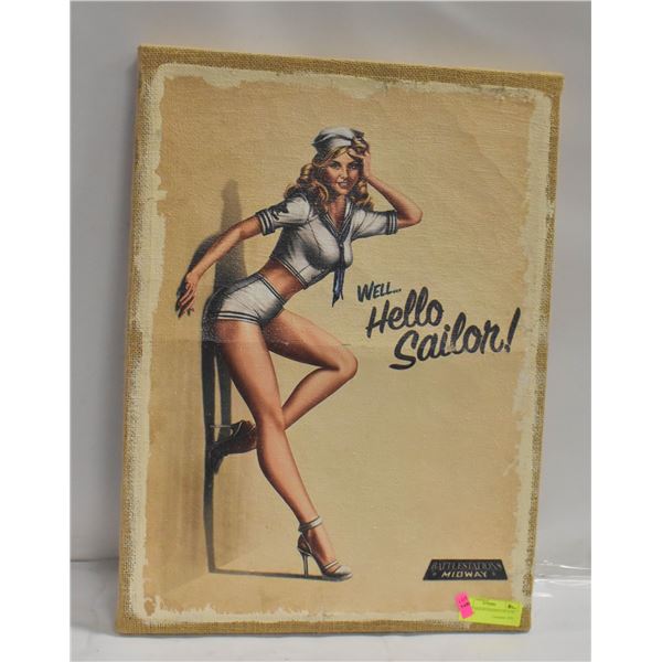 HELLO SAILOR PAINTING ON JUTE FRAMED