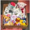 BOX WITH ALL NEW STUFFED TOYS WITH TAGS