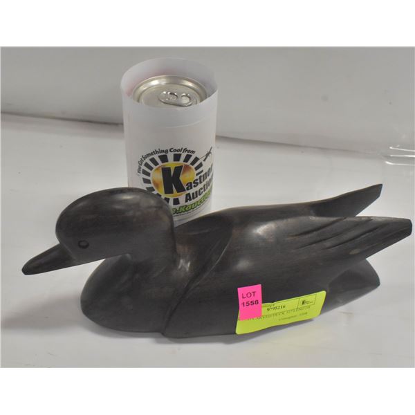 WOOD CARVED DUCK 11" LENGTH