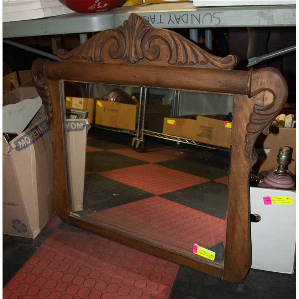 33 X 29 ORNATE WOODEN MIRROR