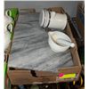 Image 1 : MORTAR & PESTAL, MARBLE BOARD, & CANISTER