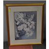 VINTAGE FRAMED FLORAL PRINT- MEASURES 35" X 29"