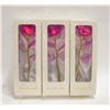 Image 1 : 3 ARTIFICIAL 24K PLATED ROSE LONG STEM