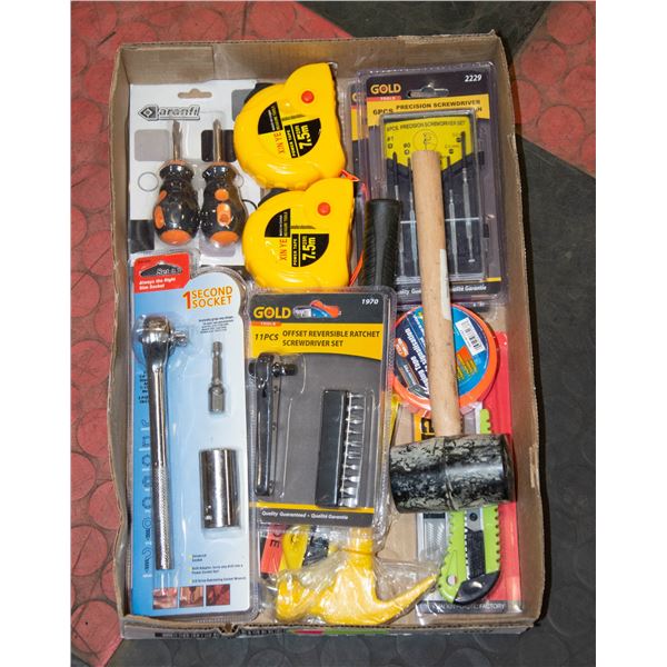 FLAT OF HOUSEHOLD TOOLS ETC