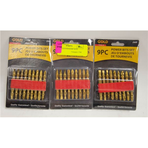 3 PACKS OF POWER BIT SETS