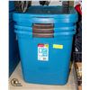 THREE BLUE RUBBERMAID STORAGE CONTAINER