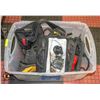 Image 1 : TOTE FULL OF TOOL BAGS/ DEWALT TOOL BELT & TOOLS