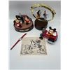 Image 1 : Mickey Mouse Lot - Art Print & Action Figures 70th Year Battery Operated