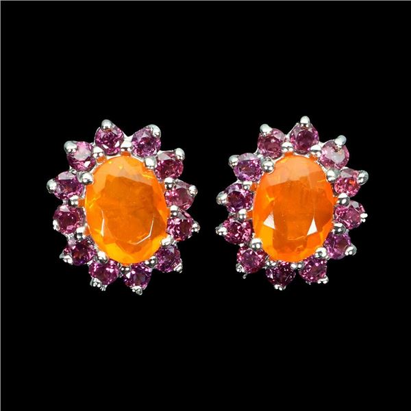 Natural Unheated Yellow Citrine & Rhodolite Garnet Earrings
