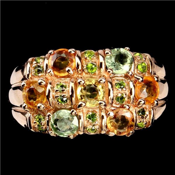 Natural Fancy Color Sapphire & Chrome Diopside Ring