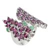 Image 3 : Natural Rhodolite Garnet Emerald Ring