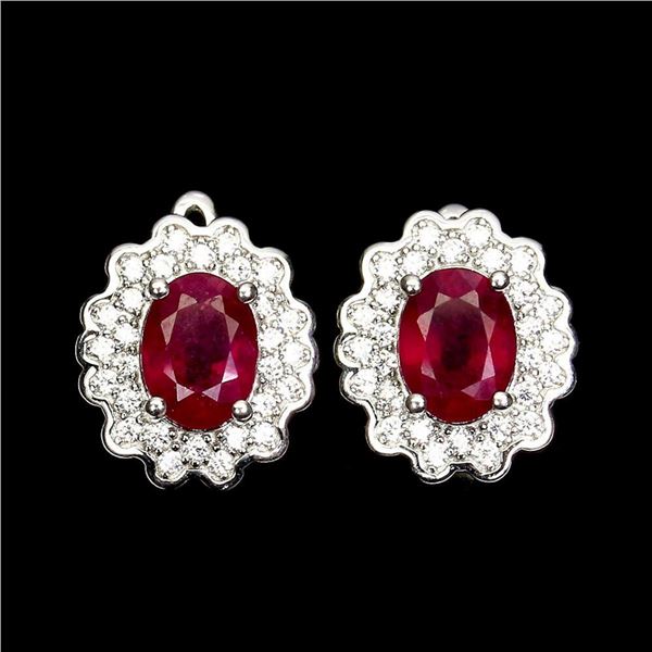 Natural  Red Ruby Earrings