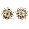 Image 1 : Natural Marquise Rhodolite Garnet & Peridot Earrings