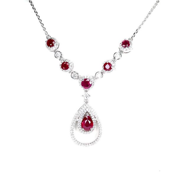 Natural Pigeon Blood  Red Ruby Necklace