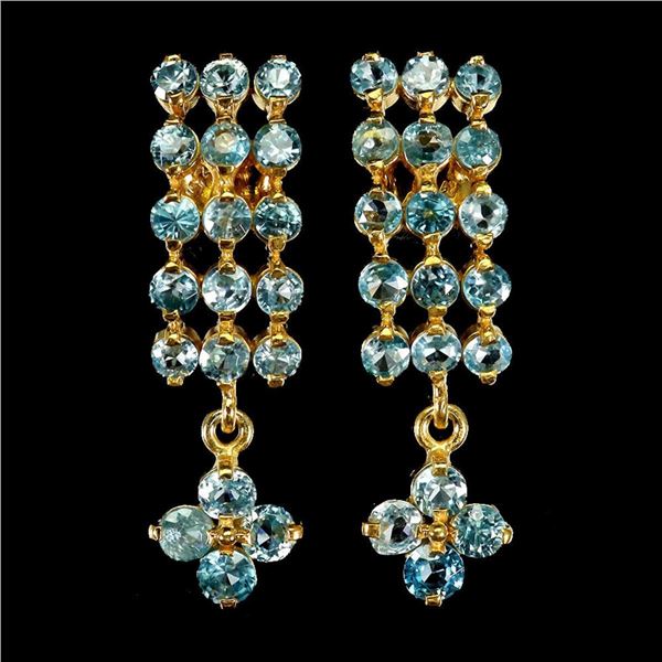 Natural  Seafoam Blue Zircon Earrings