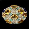 Image 1 : Natural Citrine Amethyst Emerald Sapphire Ring
