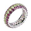 Image 1 : Natural Peridot Rhodolite Garnet Eternity Ring