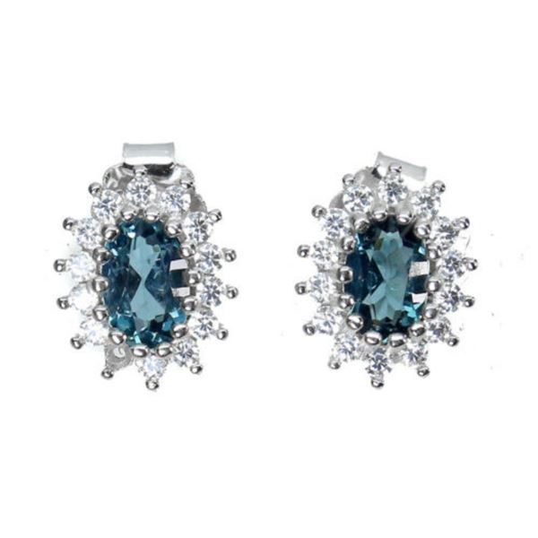 Natural London Blue Topaz Earrings