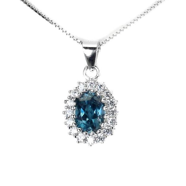 Natural London Blue Topaz Necklace